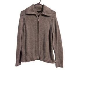 Carolyn Taylor Full-Zip Sweater – Purple & Black with Folded Collar